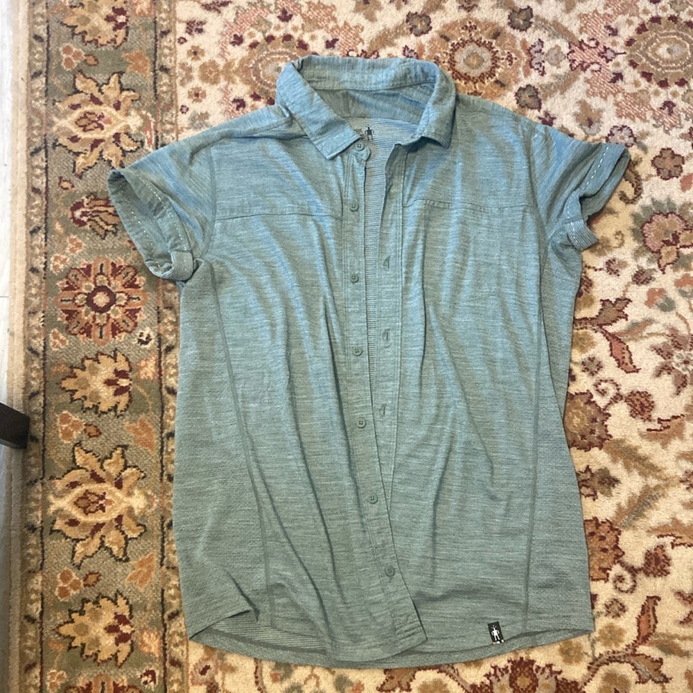 Smartwool Green Casual Button Down Shirt Lightweight